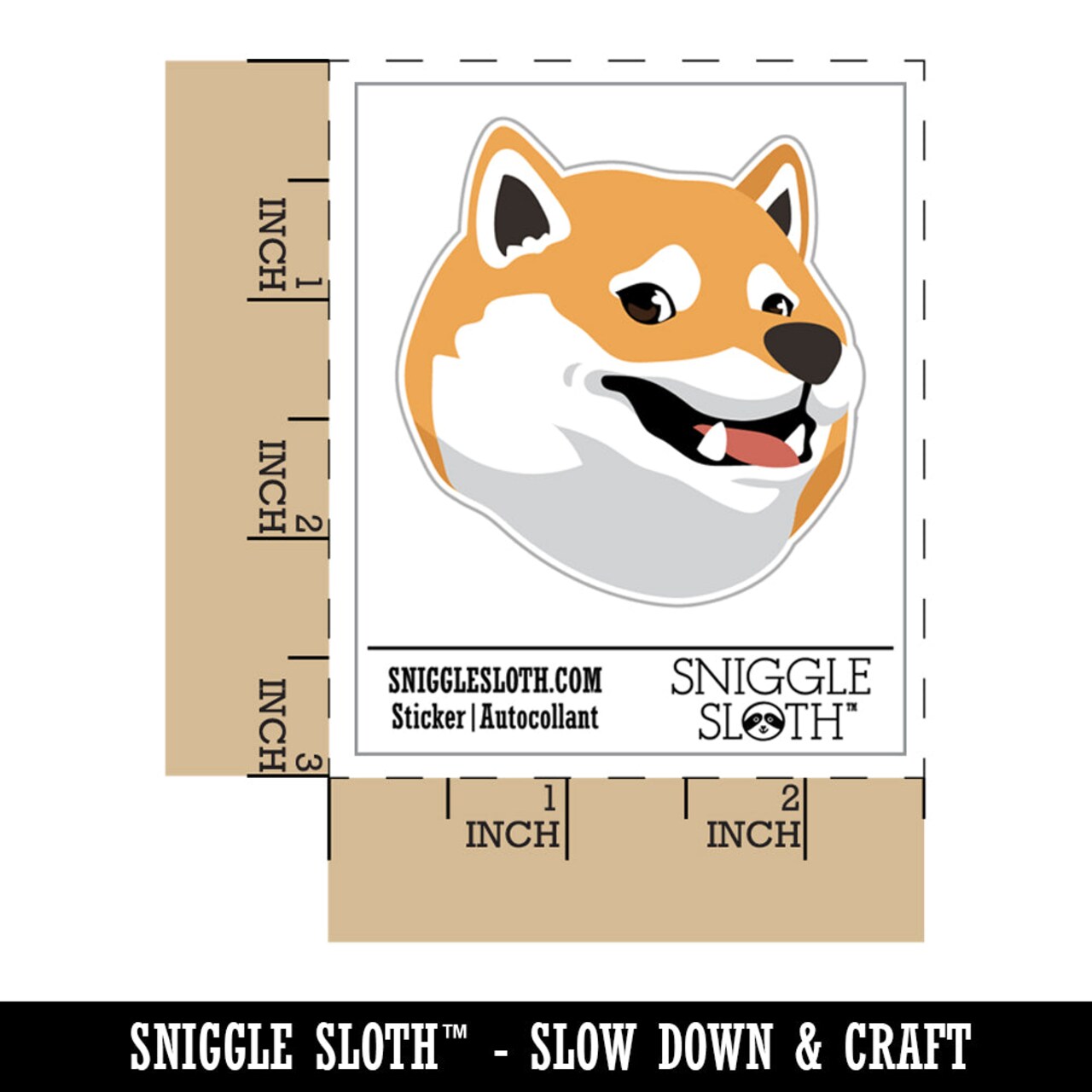 Side Eye Shiba Inu Smiling Dog Waterproof Vinyl Phone Tablet Laptop Water Bottle Sticker Set - 5 Pack